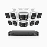 HDCK680 - 16 Channel PoE NVR Security System with Eight 4K Cameras & Two 6MP Dual Lens Panoramic Camera (180° Ultra Wide Angle), Human & Vehicle Detection, Built-in Microphone, Two-Way Audio